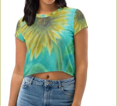 Sunflower Trance ~ All-Over Print Crop Tee Online Sale