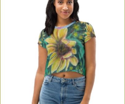 Sunflower Dreams ~ All-Over Print Crop Tee For Discount