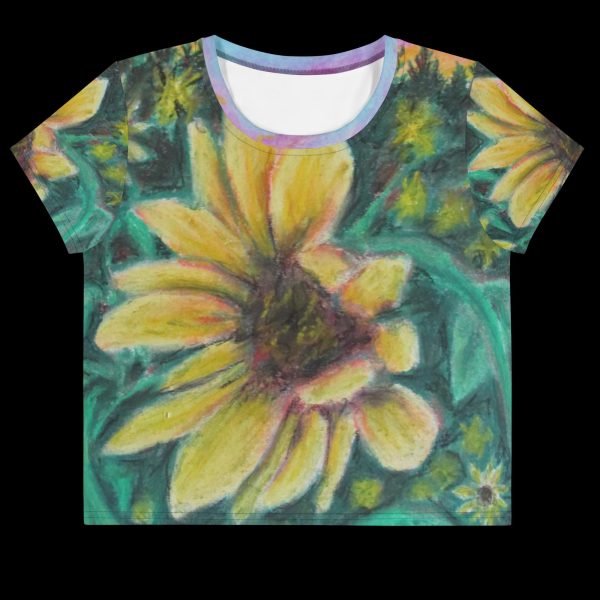 Sunflower Dreams ~ All-Over Print Crop Tee For Discount