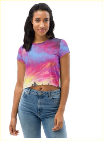 Widen Eye ~ All-Over Print Crop Tee For Cheap