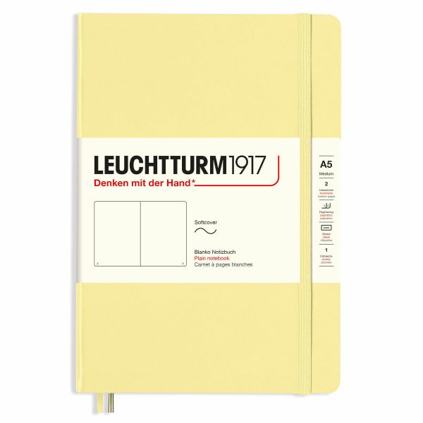 Muistikirja A5 Leuchtturm1917 Soft Plain Vanilla, pehmeäkantinen blanco Fashion